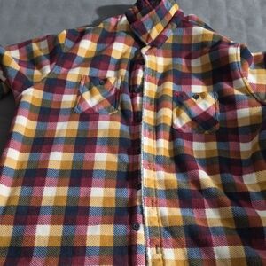 Orage Men's Plaid Button-Down Shirt Jacket in Mustard, Burgundy & Navy